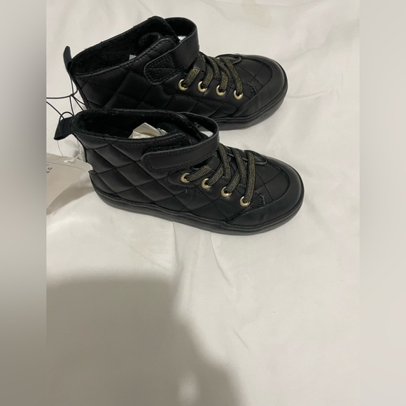 Sz 12 US H&M faux shearling lined-high tops elastic laces elastic slip on - Picture 3 of 5